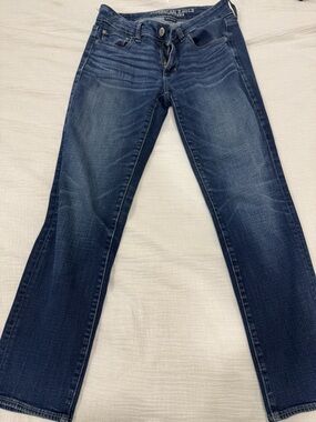 American Eagle Super Stretch Straight Jeans Size 4 Short Dark Wash